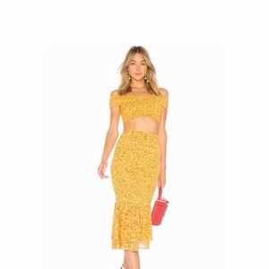 Lovers + Friends Yellow Floral Skirt Set